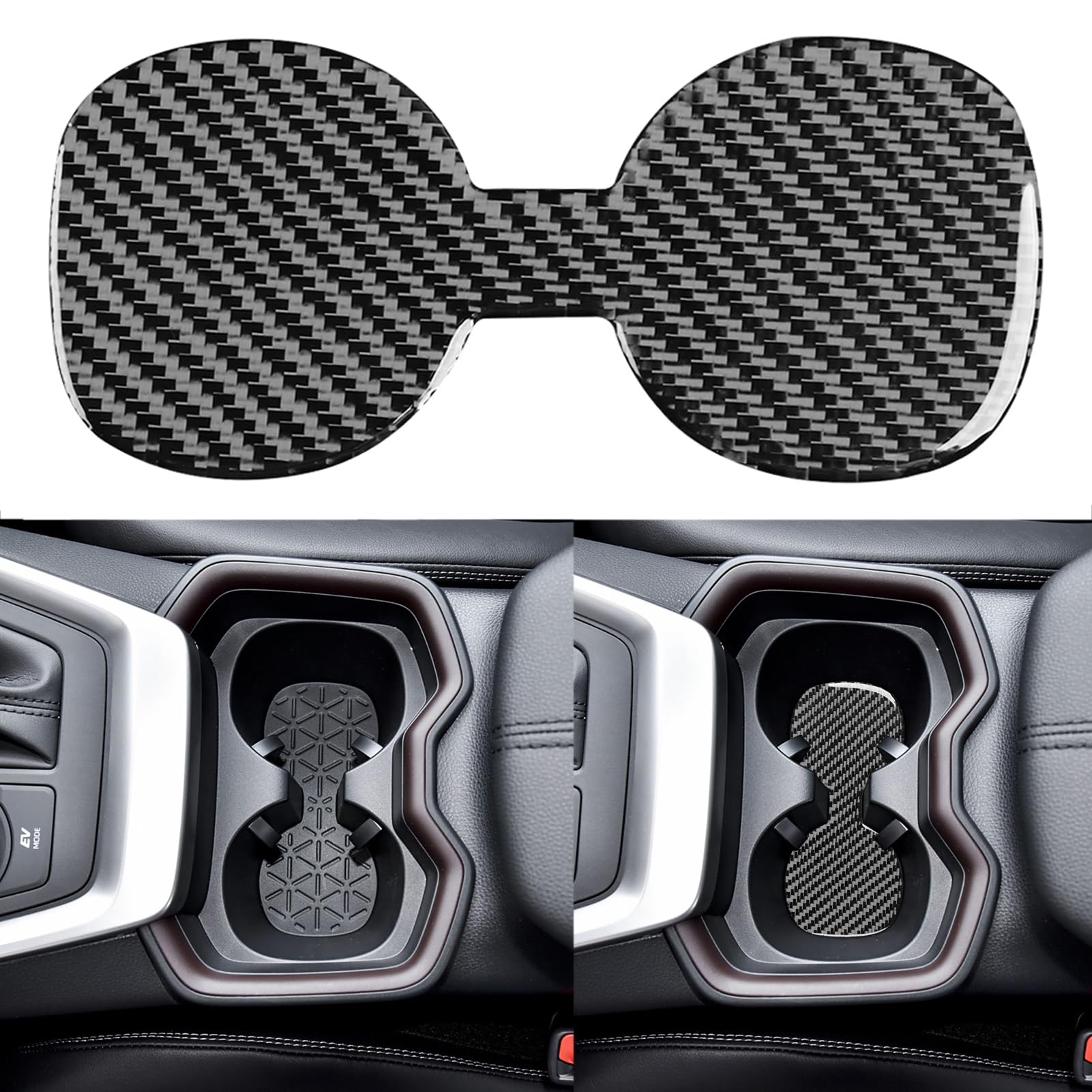 NVCNX Real Carbon Fiber for Toyota RAV4 2019-2025 2020 2021 2022 2023 2024 Hybrid Car Center Console Cup Holder Insert Mat Cover Interior Trim