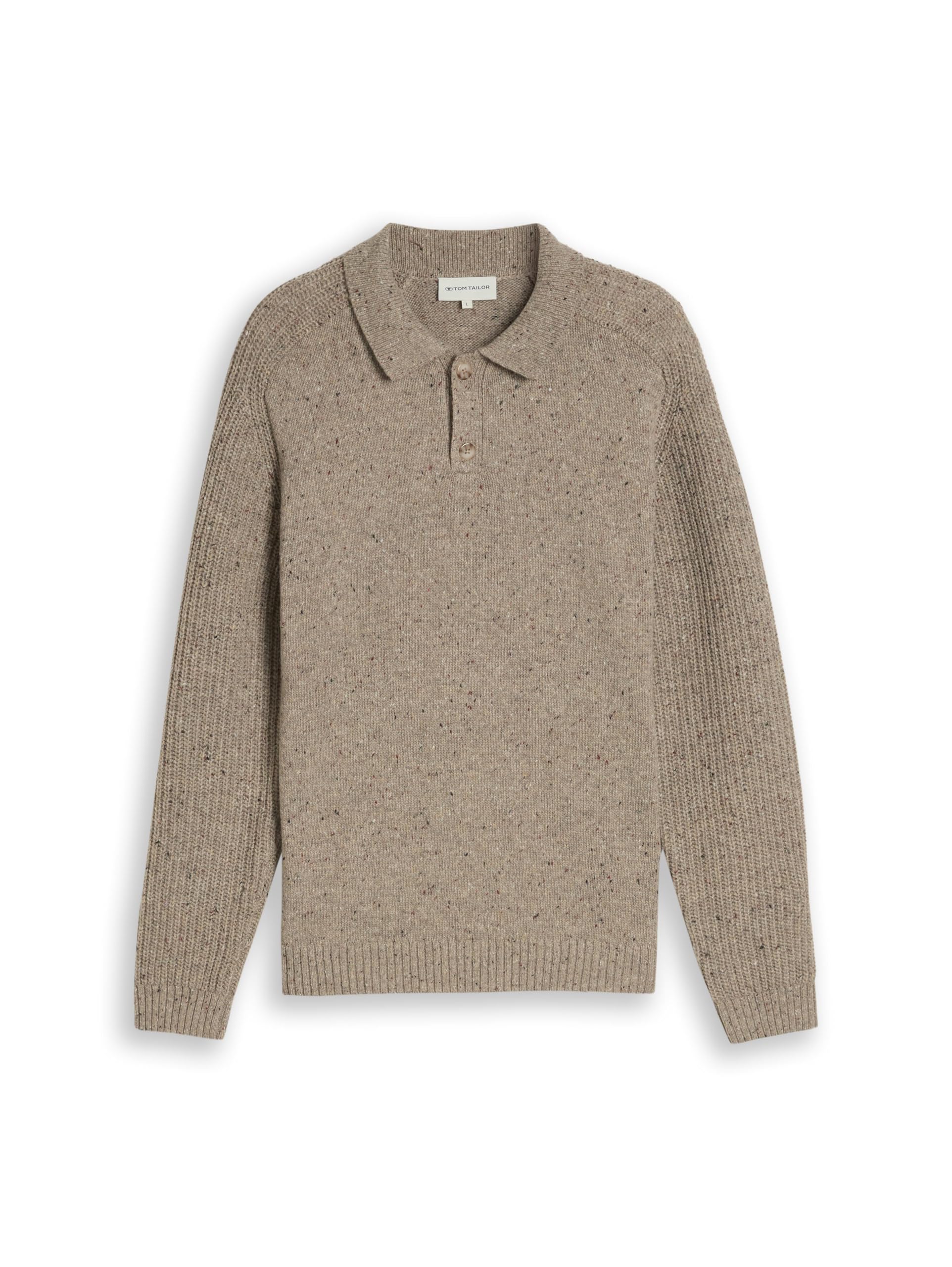 Tom Tailor GmbH Men's 1054158 Cardigan with Polo Collar, 41431 - Camel Tonal Neps, XS
