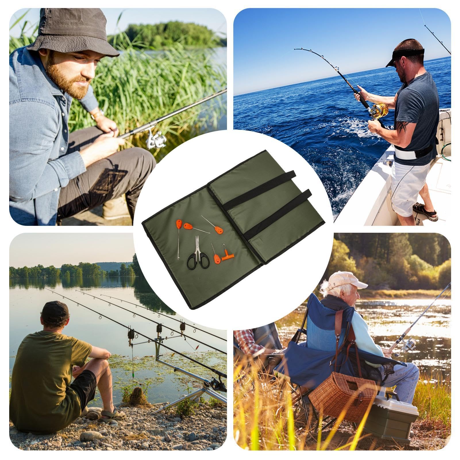 Estera de desenganche de pesca plegable portátil, estera de desenganche de pesca de carpa - Juego de 7 alfombrillas de aterrizaje para desenganchar | Accesorio de pesca, protección de