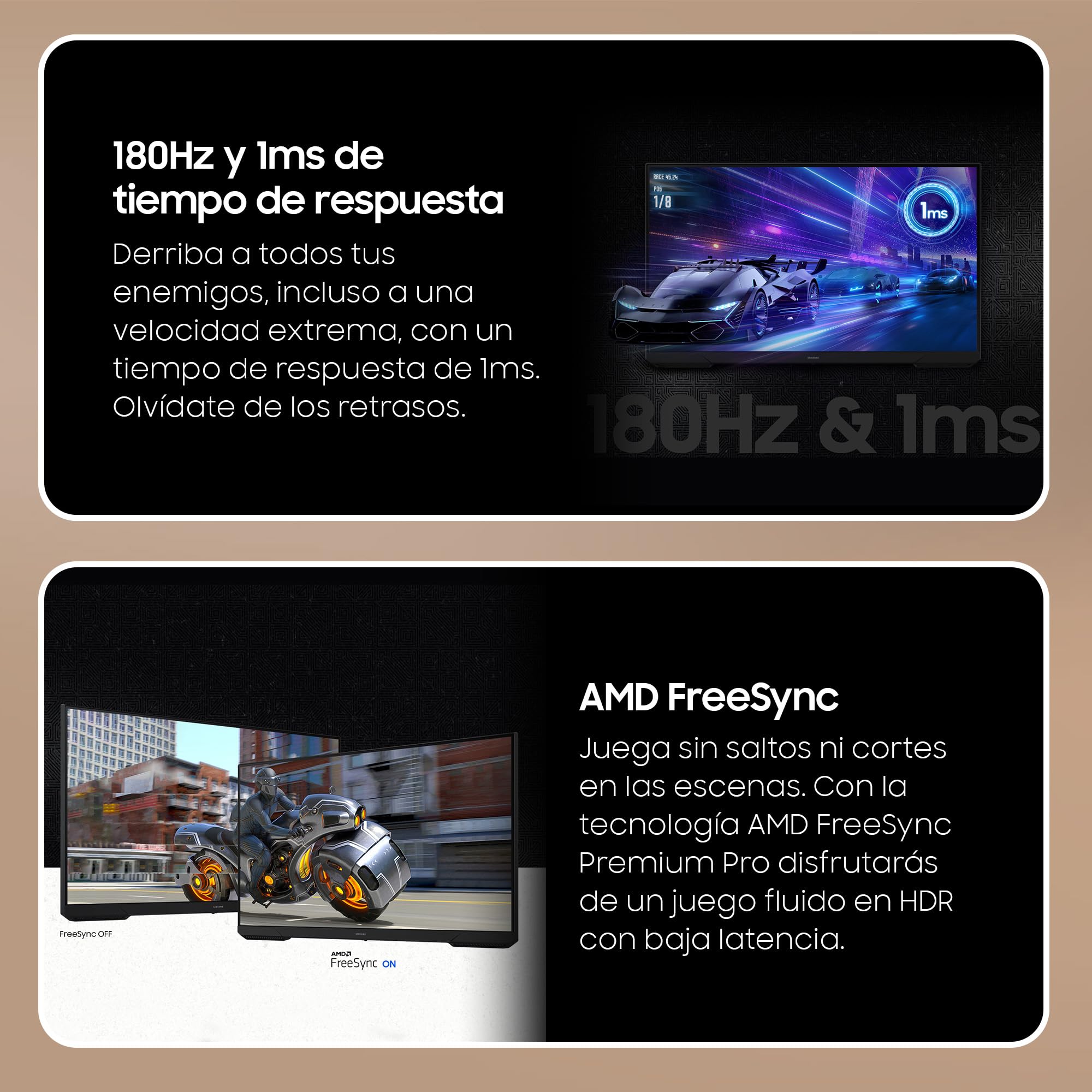 Samsung LS24DG300EUXEN - Monitor Gaming Odyssey G3 de 24" Full HD (1920 x 1080, 16:9, 180Hz, 1ms, Panel IPS, AMD FreeSync, Modo Eye Saver, Flicker Free), Negro, Versión 2024