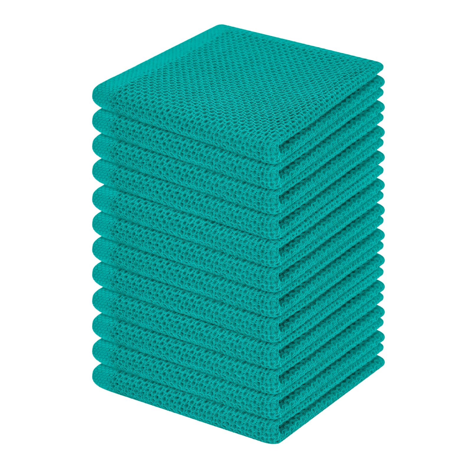 Homaxy 100% Cotton Waffle Weave Kitchen Dish Cloths 12-Pack, Teal