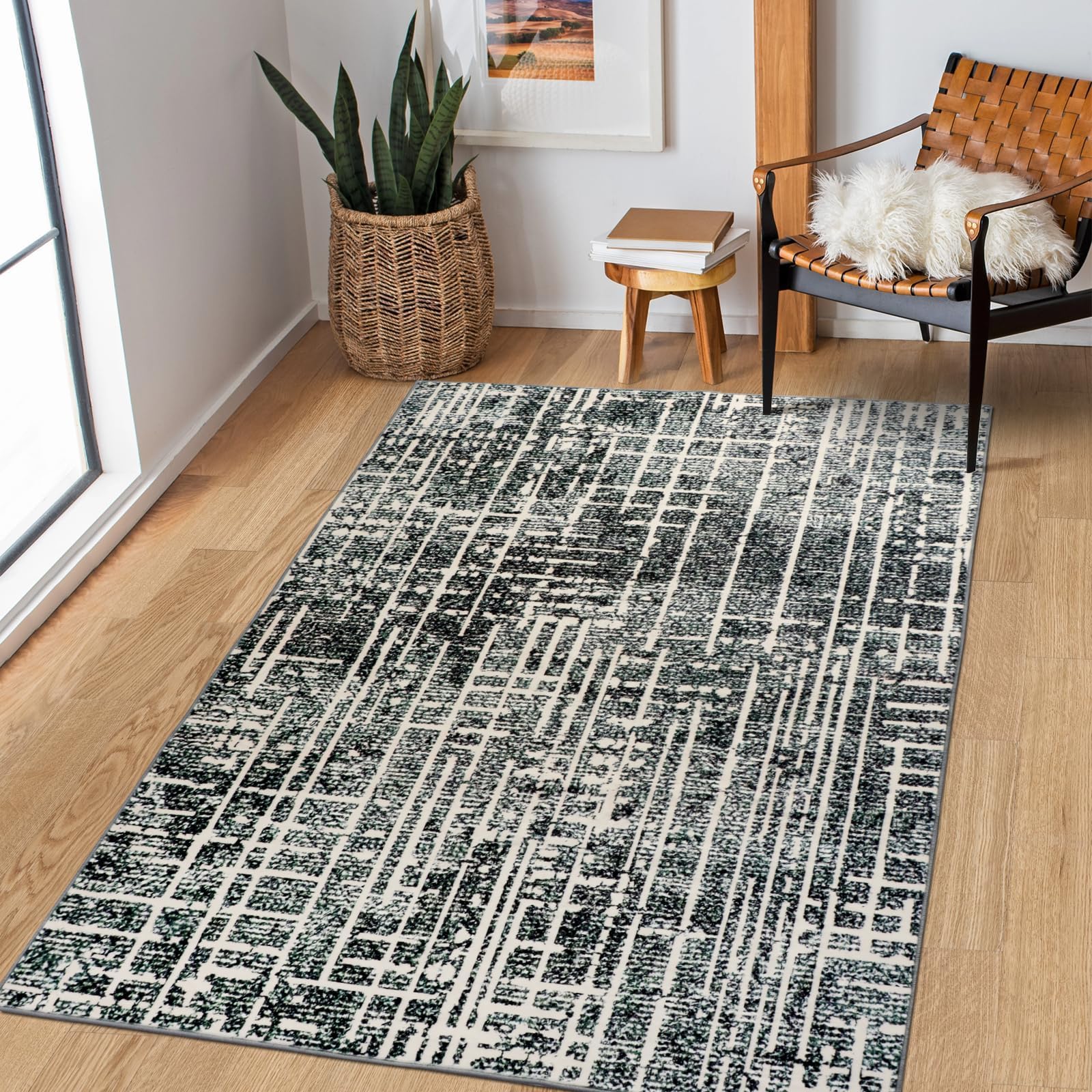 TUKDAK Abstracta Alfombra Salon Interior Pelo Corto 120x180cm, Boho Moderna Antideslizante Alfombras Dormitorio Suave, Lavables Alfombra Comedor, Infantil Habitacion, Cama, Oficina
