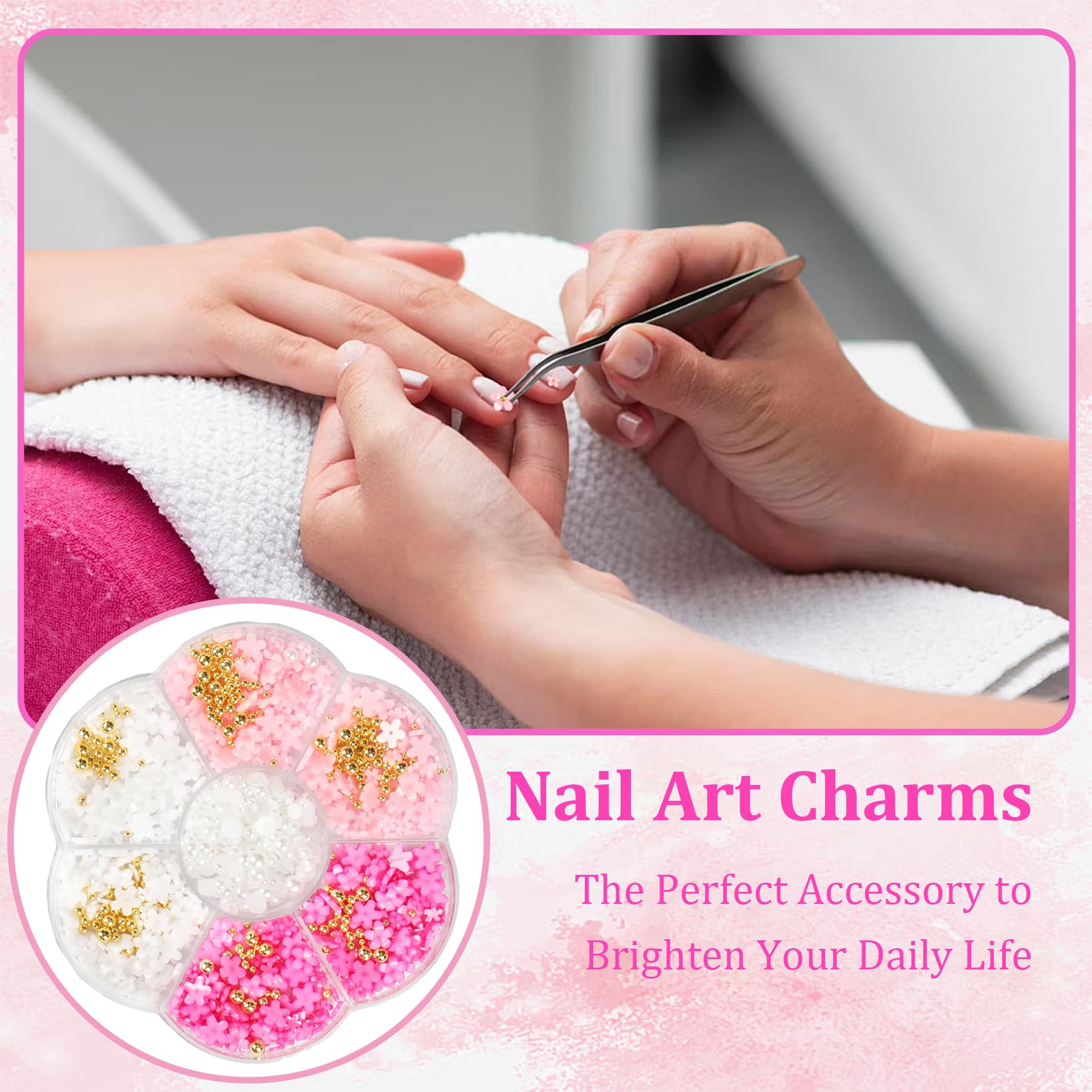 Décoratives pour Nail Art, Perle Ongle Nail Art, Breloques pour Ongles en Forme d'arc 3D, Nœud Papillon, Fleur Pour Sécoration des Ongles des Femmes(Rose Rouge)
