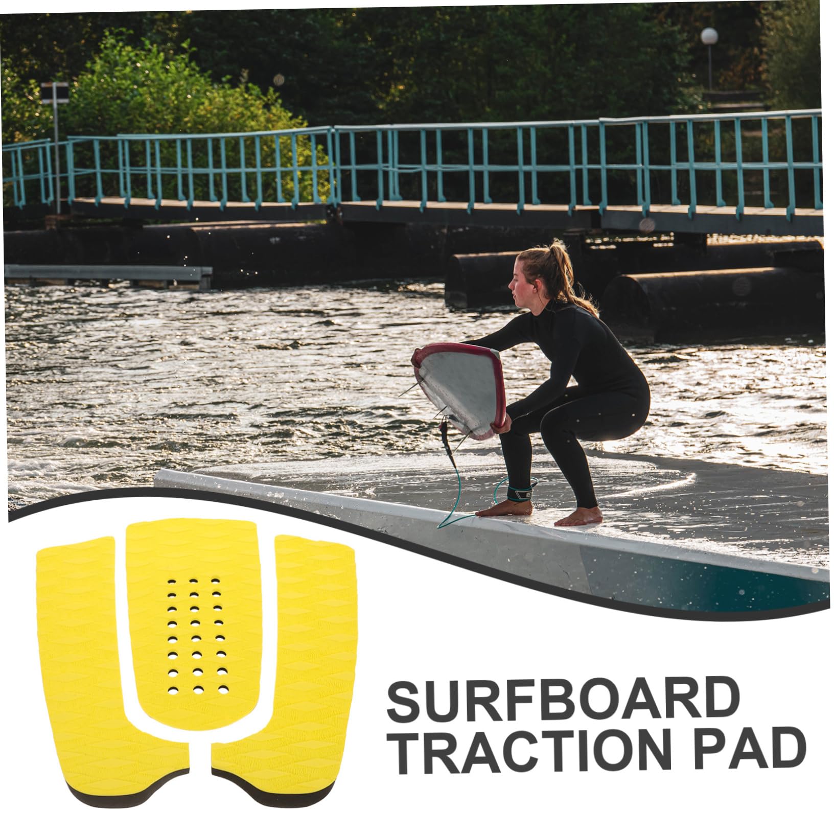 Sosoport 3 Sets Adhesive Tail Pads Surfboard Traction Mats Eva Skid Pads Easy to Install