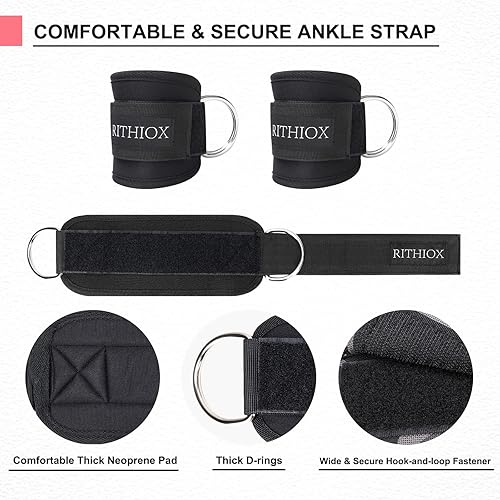 Miniatura 7 de RITHIOX Juego de almohadillas para pesas para levantamiento de pesas para estocadas en cuclillas, protege tu cuello, correa de tobillo y hombro para