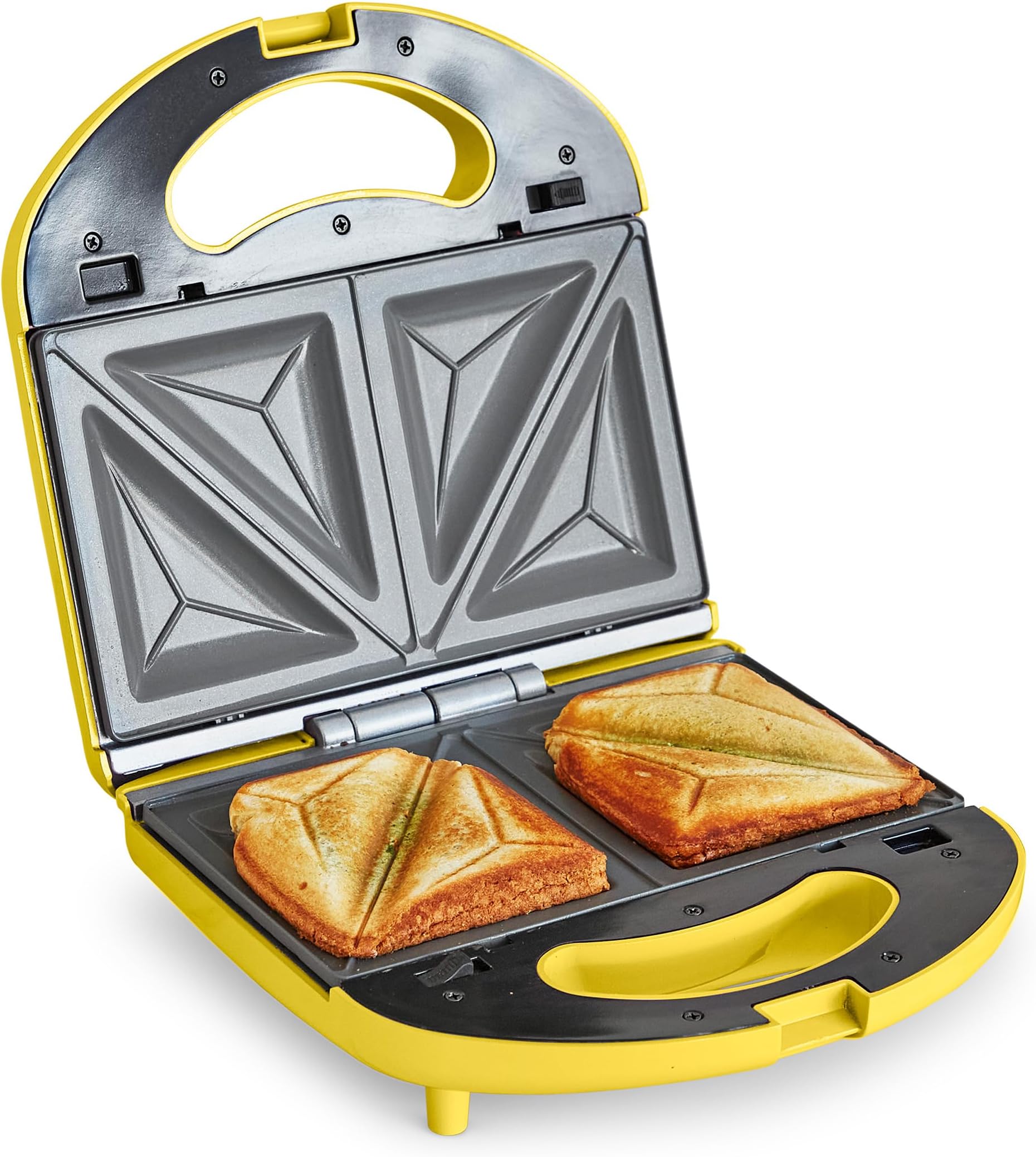 GreenLife Pro Electric Panini Press Grill and Sandwich Maker, Healthy Ceramic Nonstick Plates,Easy Indicator Light, PFAS-Free, Yellow
