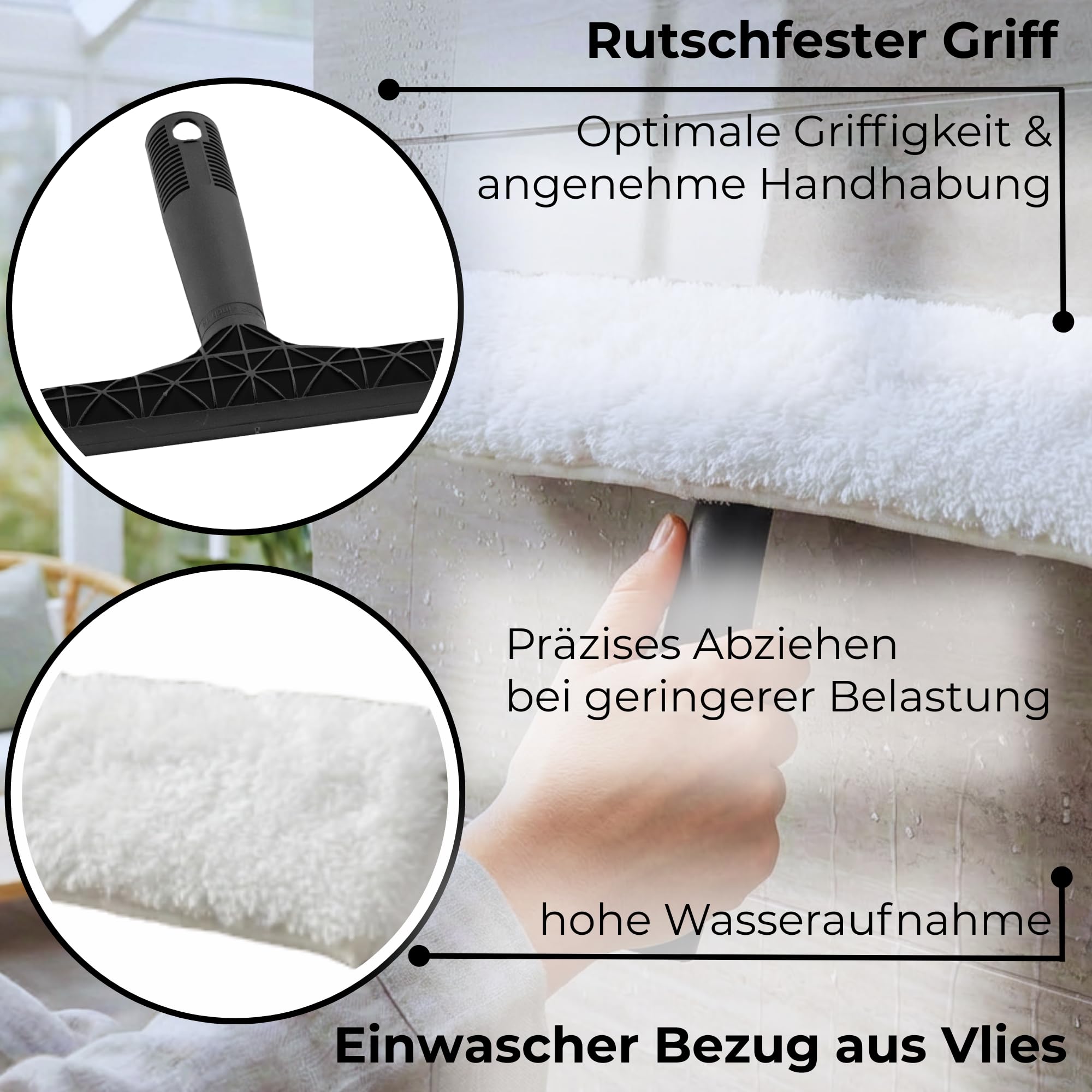 Novaliv 4X Fensterwischer 45 cm Einwascher aus Vlies Einschäumer zum Fensterputzen Fensterwischer Fensterreiniger Fenstereinwäscher Fensterreinigung Fensterputzer