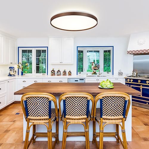 Miniatura 4 de DLLT - Lámpara de techo LED moderna de montaje empotrado de 45 W, 23 pulgadas, redonda, delgada, cerca del techo, lámpara de perfil bajo de grano de