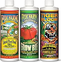 FoxFarm Soil Trio Liquid Nutrients: Grow Big, Big Bloom, Tiger Bloom - 3x1 Pint Pack for Lush Growth & Abundant Blooms