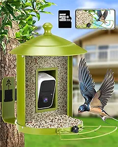 Smart Bird Feeder with Camera, Auto Capture Video & App Notify, Camera with 1080P HD& 160°Wide Angle, Motion Activated, IP65 Waterproof, Wireless Connect, AI Identify Species, Gifts for Bird Lovers asin的图片