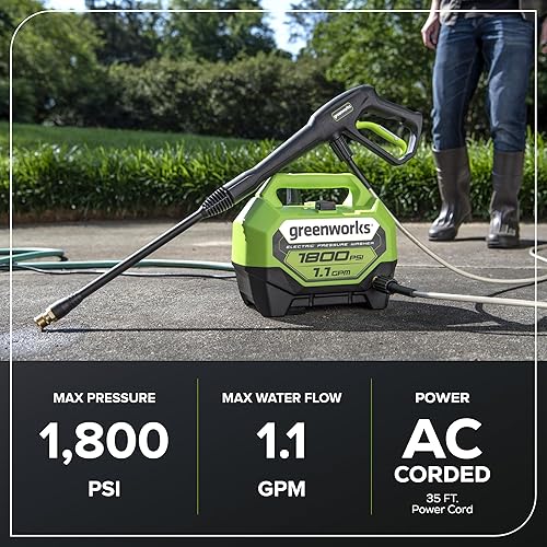 Miniatura 3 de Greenworks Lavadora a presión eléctrica de 1800 PSI (1.1 GPM) con certificación PWMA