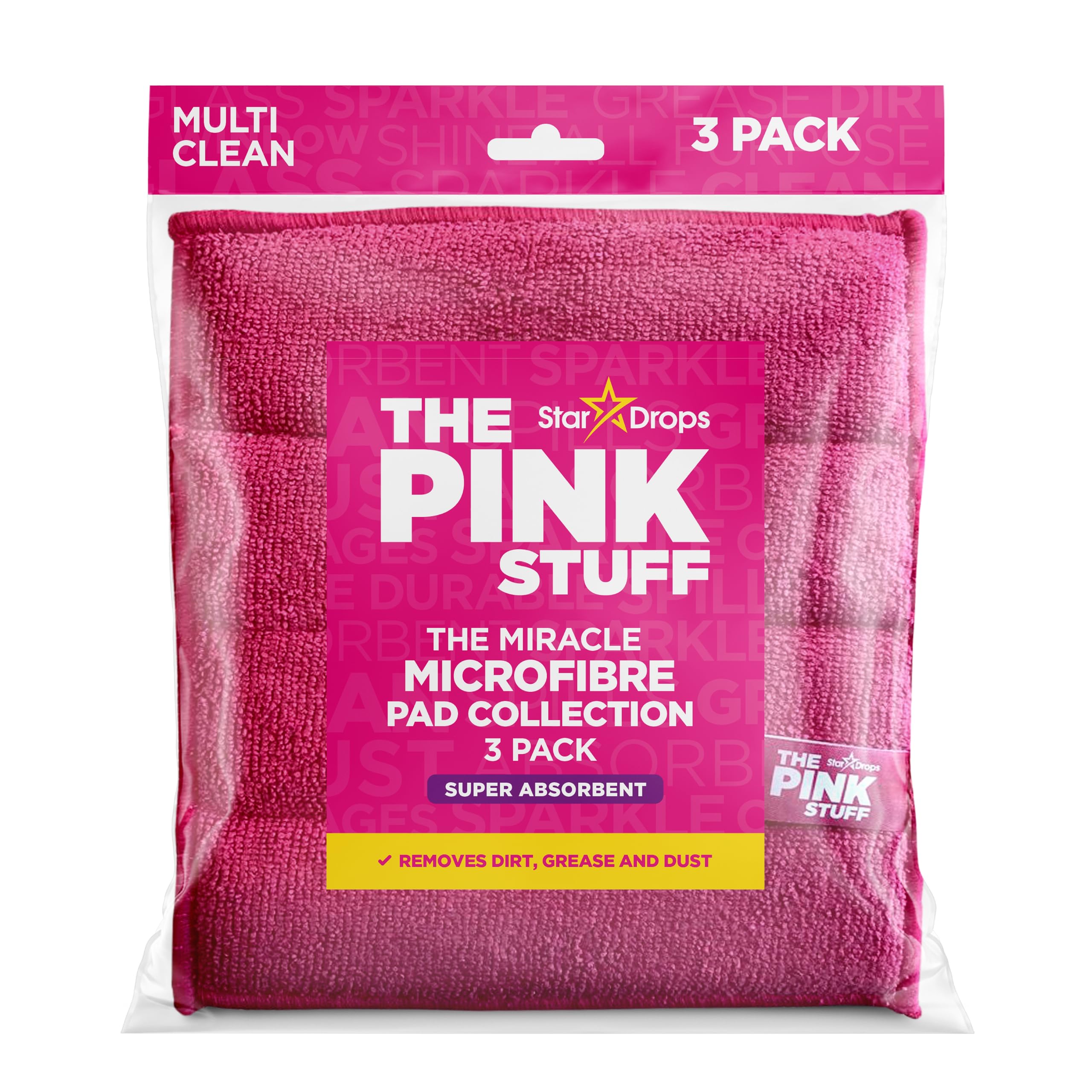 The Pink Stuff Miracle Microfibre Pad Collection - Ultra Absorbent, Multi Surface Cleaning Pads for Kitchens, Bathrooms, Glass, Household Surfaces and more!