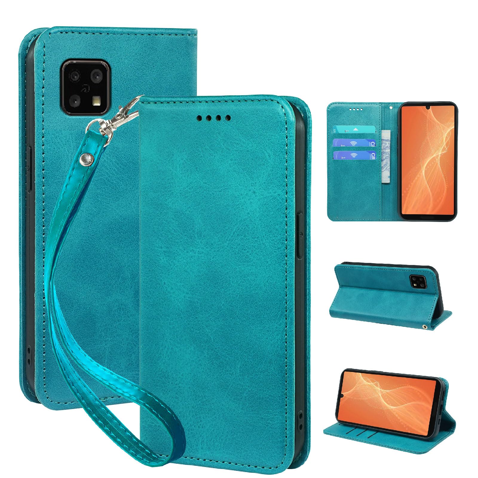 seninhi 対応 AQUOS Sense4 / Sense5G / Sense4 basic / Sense4 Lite 用の ケース 手帳型 SH-53A SHG03 SH-41A スマホケース 職人仕様 手縫い革ケース スタンド機能付き 財布型 360度保護 耐衝撃 カード収納 レザー 多機能 ベルトループ付き‌ おしゃれ 携帯カバー グリーン XNWSEN4PG