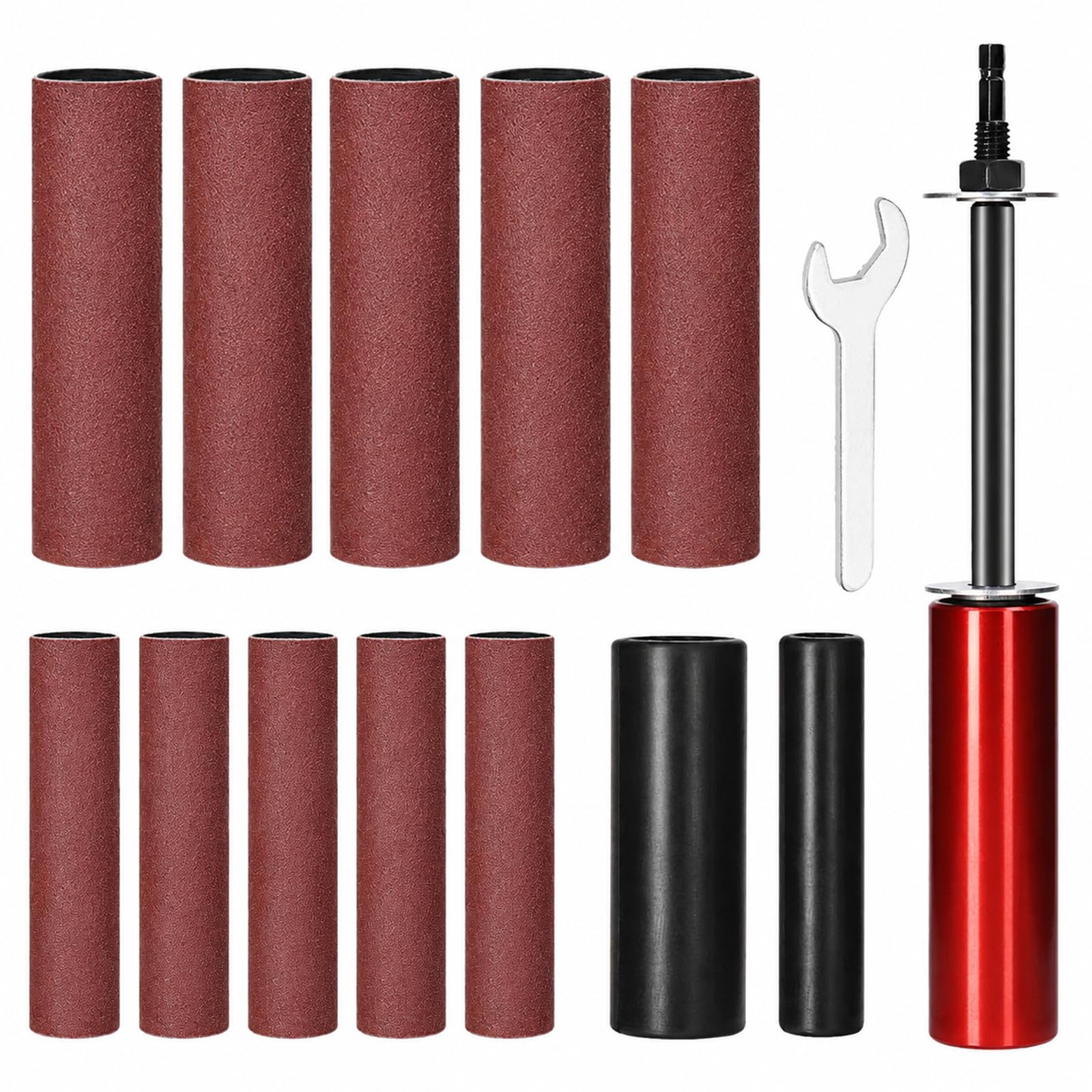 Kit de Mandrin de Ponçage de Perceuse 3/8 Pouces | Adaptateur de Ponceuse à Broche, Tambour de Ponçage en Caoutchouc à Main, pour Bois, Métal