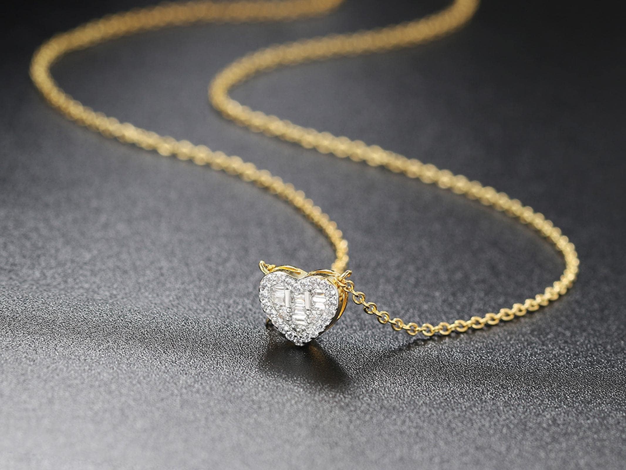 Collares con Colgante estético para Mujer, Gargantilla Femenina en Tono Dorado con corazón de Cristal Coreano, Accesorios de joyería para el Cuello