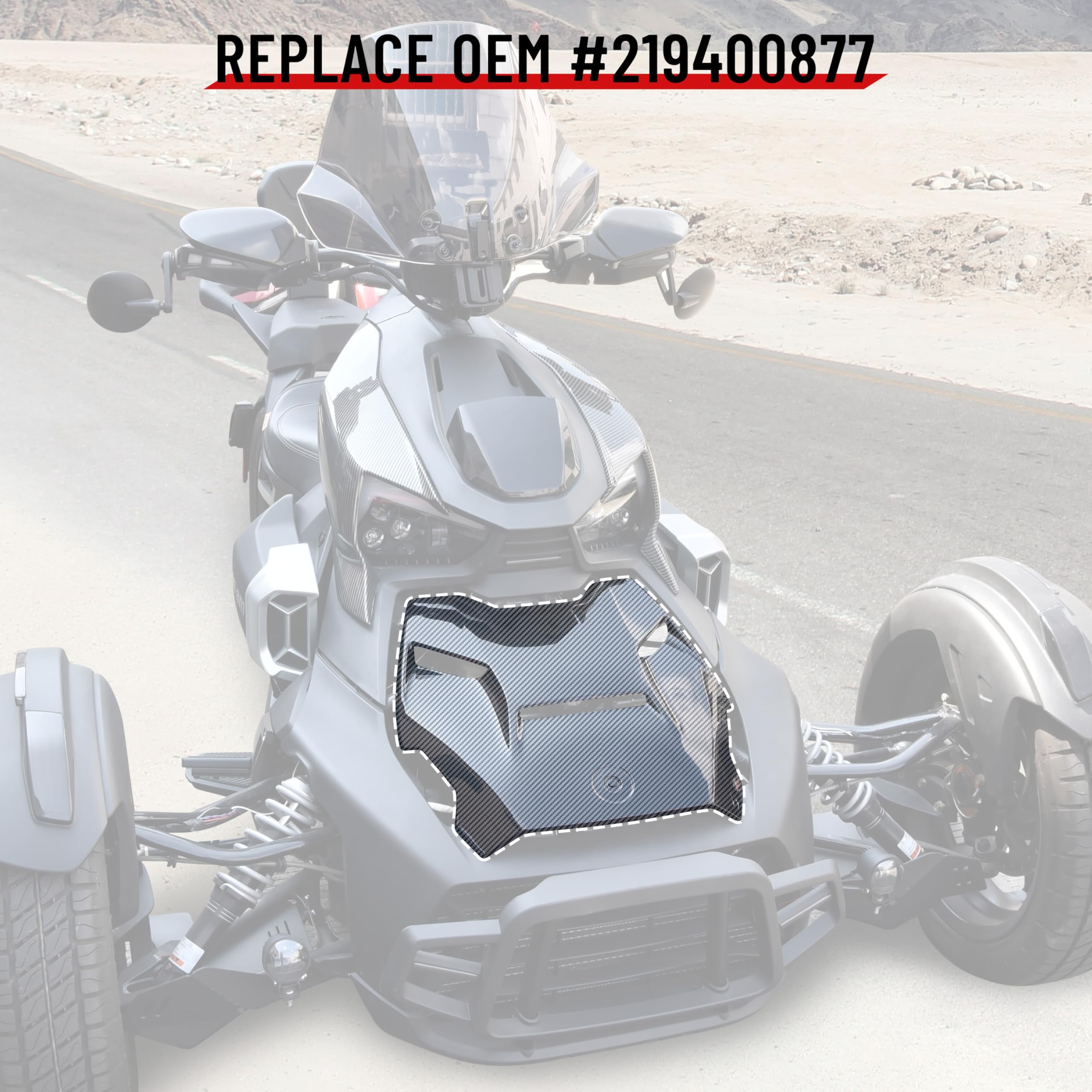 VEISUTOR Epic Hood Panel for Can-Am Ryker,Carbon Fiber Style Epic Turbo Hood Scoop for Can-Am Ryker 600 900 & Ryker Rally Edition 2019-2025 Accessories,Replace OEM #219400877