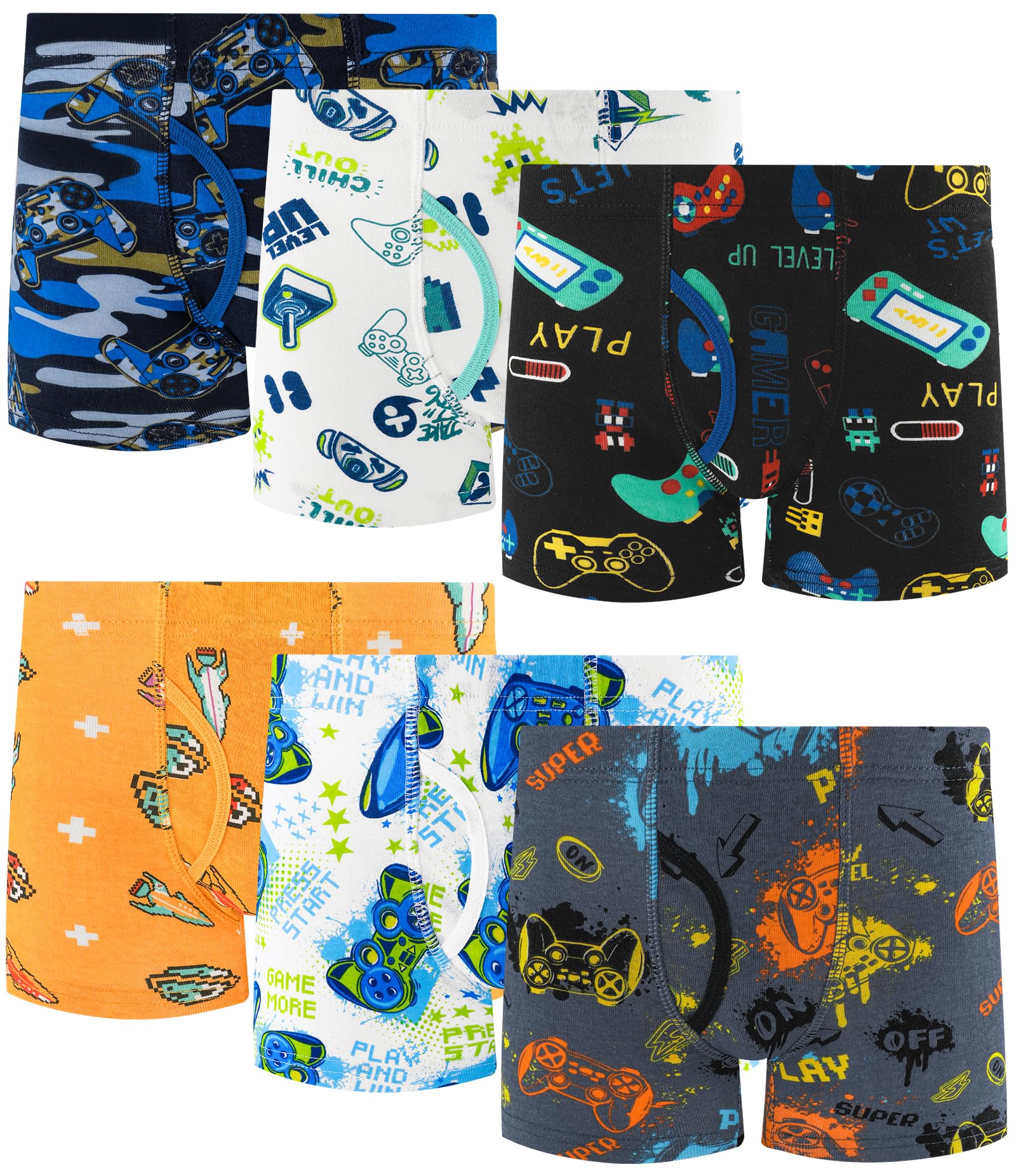 JAHSIYI 100% Cotton Boys Soft Boxer Briefs Size 18M-12Yr Tagless Underwear 6-Pack