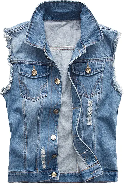 Zerrissene Herren Denim Biker Weste Ärmellos Casual Jeansweste