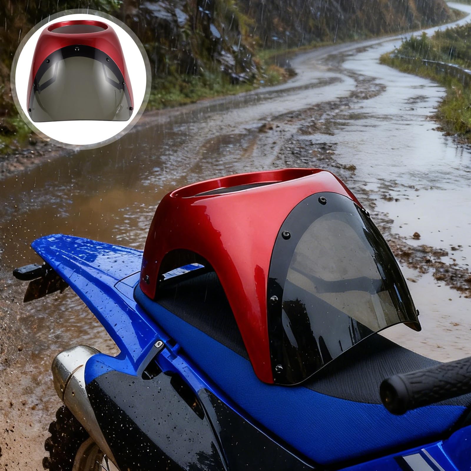 TEHAUX Deflettore Aria per Motocicletta, Parabrezza Anteriore 7 Pollici, Abs e Ferro, Alta Trasparenza, Blocca i Raggi Uv, Foro 173mm, per Veicoli a Due Ruote, Guida All'aperto e Viaggi