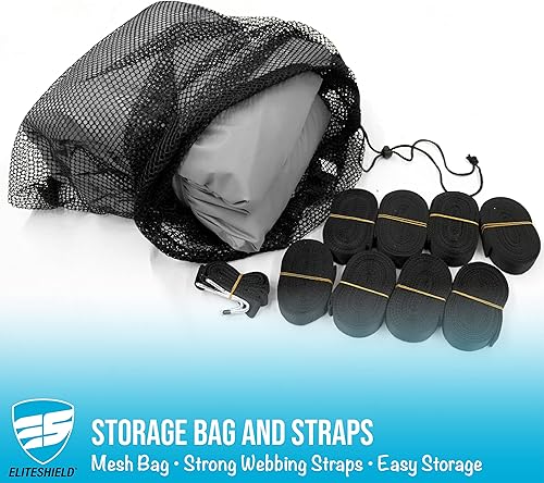 Miniatura 8 de Eliteshield Cubierta de lancha dura de alta resistencia con tapa en T, poliéster teñido en solución de grado marino, tratado con rayos UV,