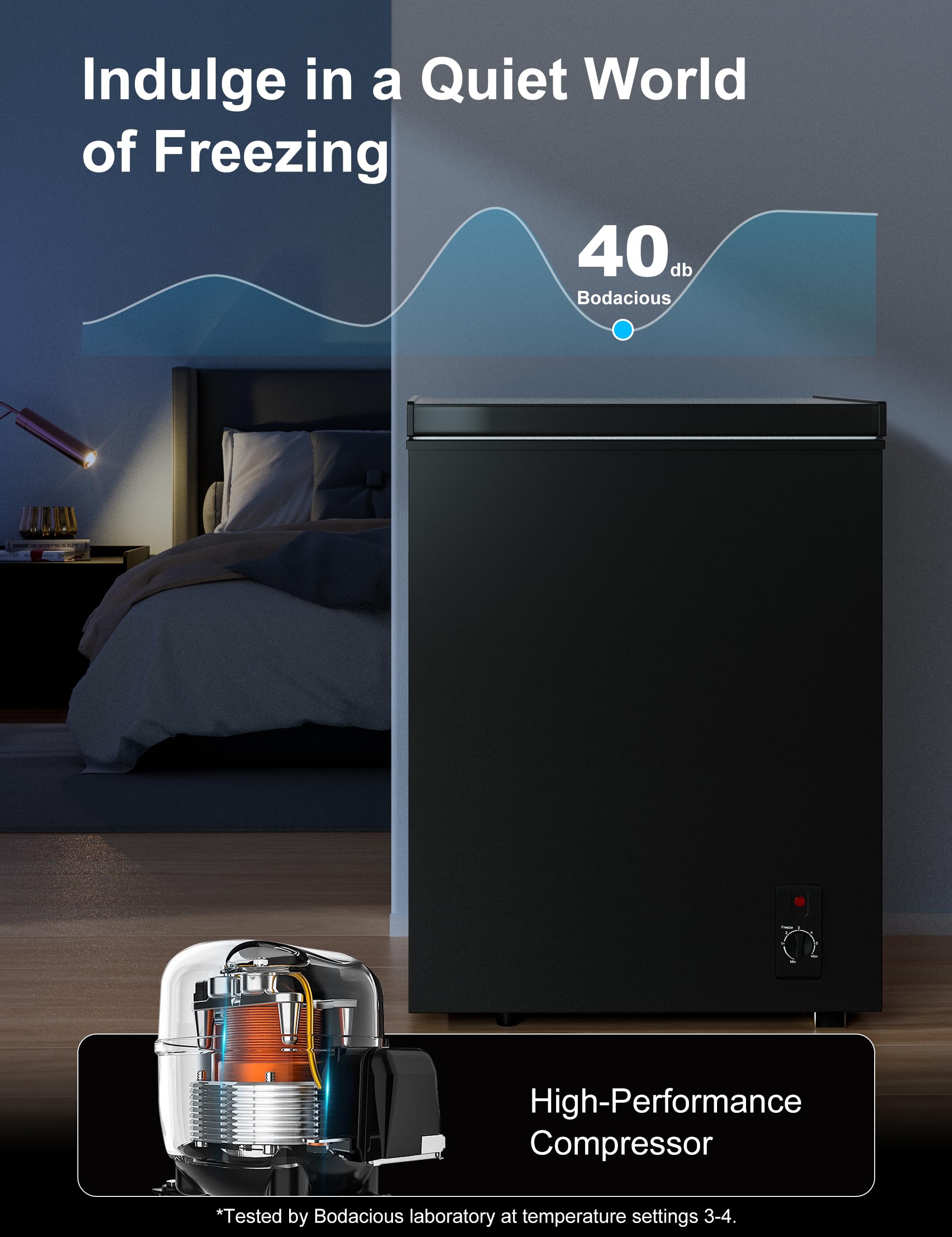 3.5 Cubic Feet Compact Chest Freezer with Removable Basket for Home/Kitchen/Office/Bar/Dorm - Top Open Door Energy Saving & Ultra-Quiet Manual Defrost Deep Freezer - Black