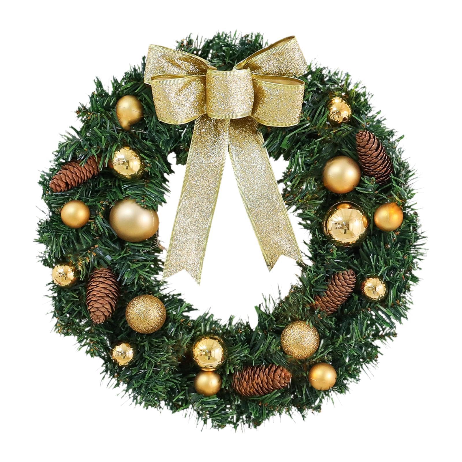 MagiDeal Guirnalda navideña, Corona Artificial, Adorno navideño para Colgar en la del hogar, decoración navideña, Luz Cálida