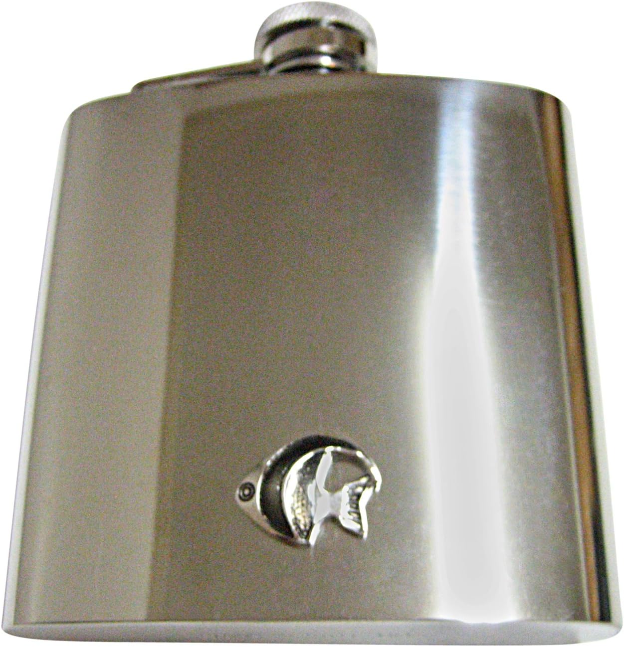 Kiola Designs Black Tropical Fish 6 Oz. Stainless Steel Flask