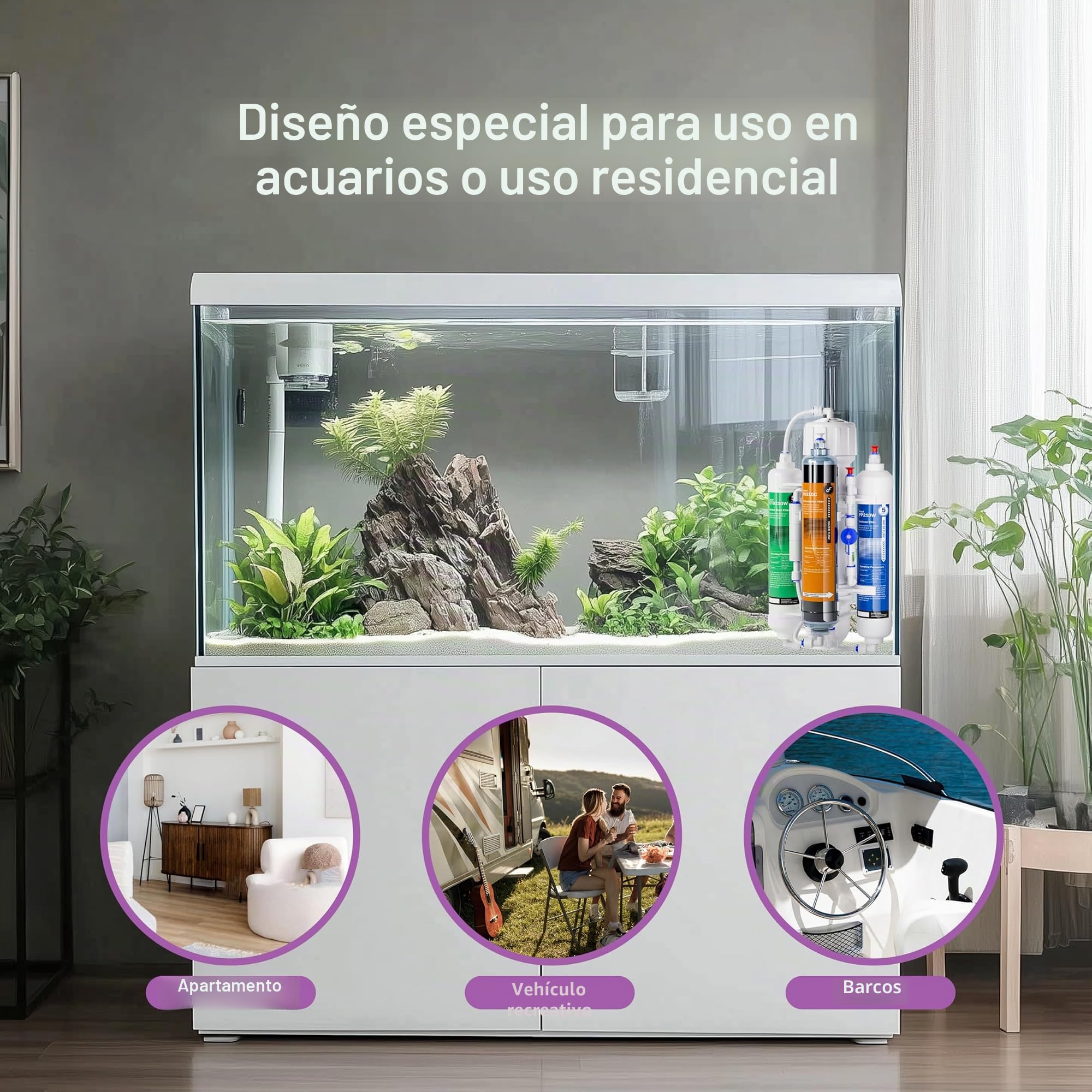 Frizzlife Sistema de filtro de ósmosis inversa RODI de 4 etapas FAF100 con filtro de resina DI para acuarios 100 GPD