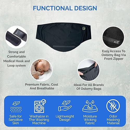 Miniatura 4 de Ostomy Belt Tessa Grey - Fundas para bolsa de ostomía de alta calidad, tela transpirable, funda para bolsa de colostomía para hombres y mujeres