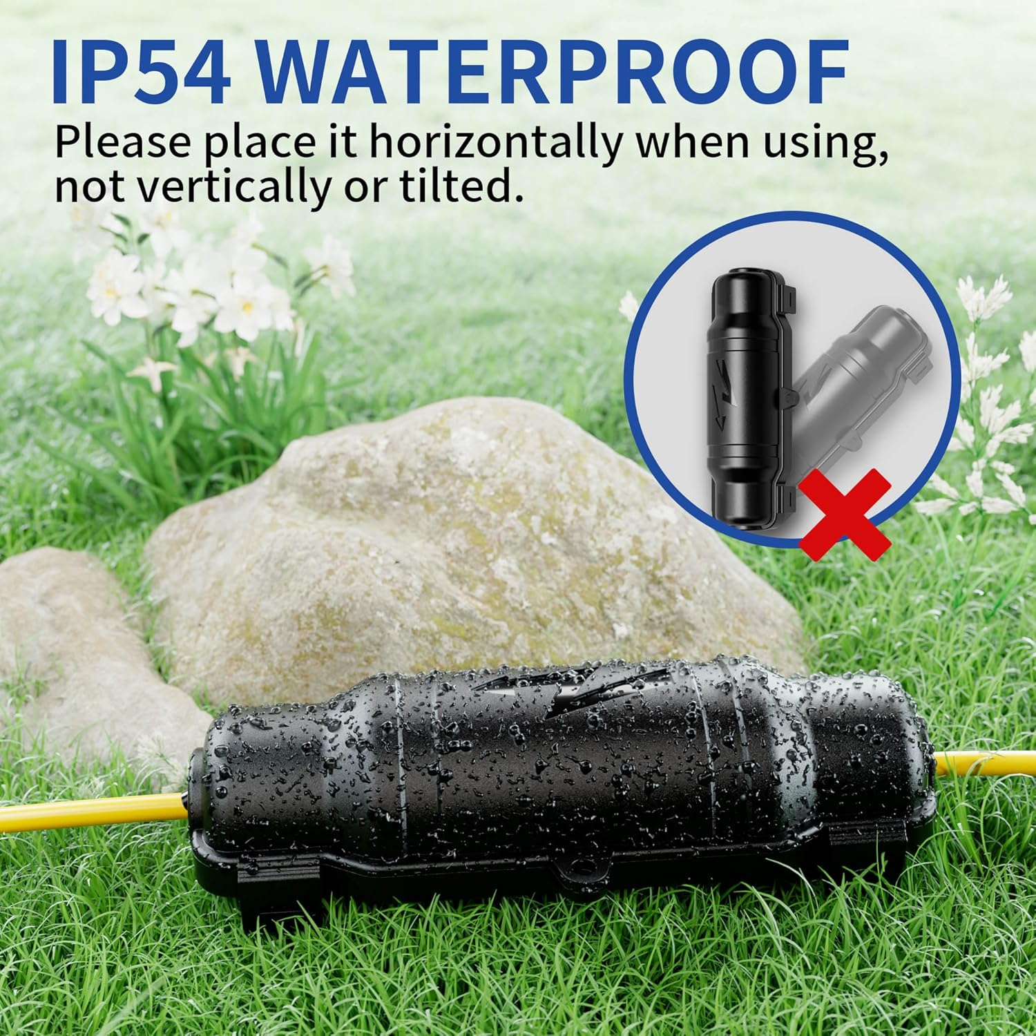 3 Pack Outdoor Extension Cord Safety Cover with Waterproof Seal IP54 Water-Resistant, Weatherproof Electrical Connection Box with 2 Latches, Plug, Socket, Holiday Decoration Light, Black