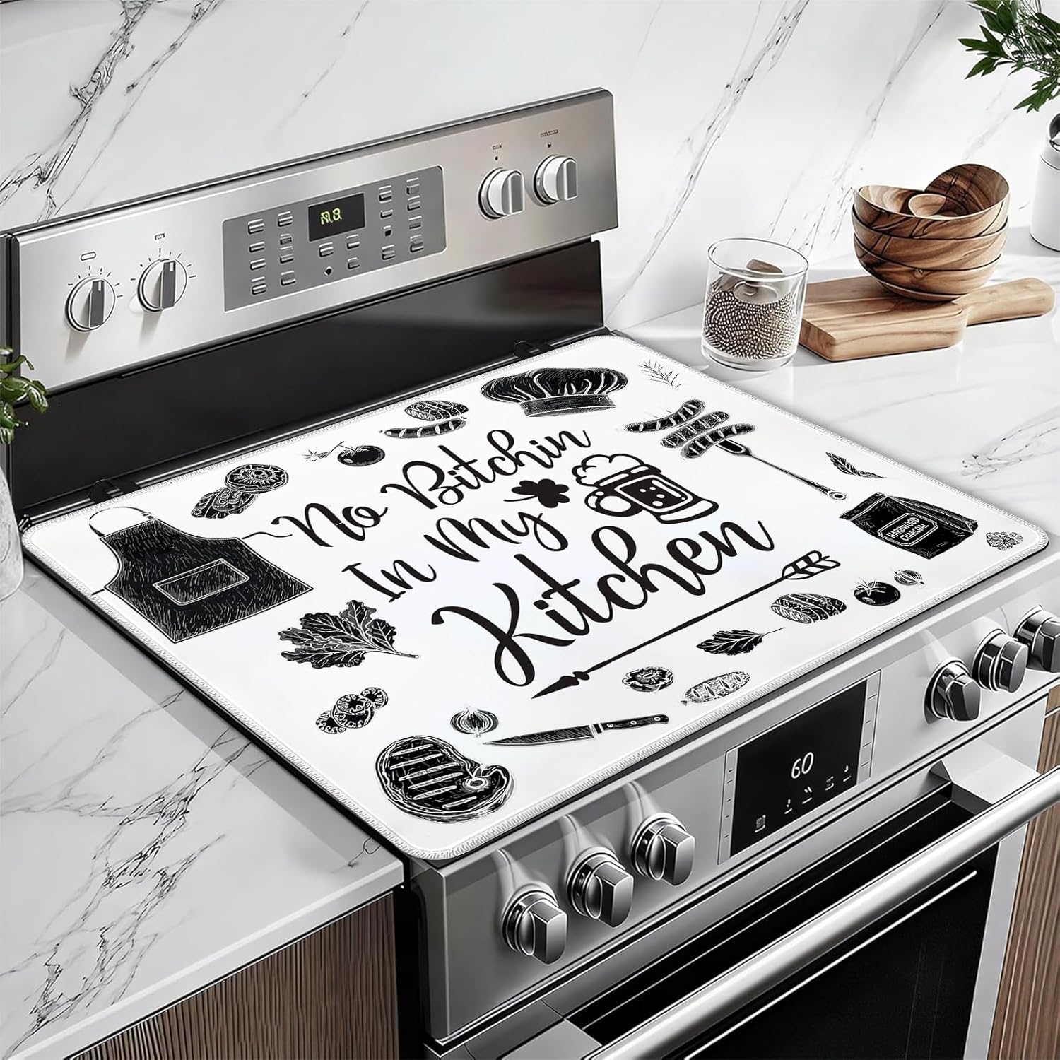 Kitchen Stove Top Covers for Electric Stove, Electric Gas Stove Pad Heat Resistant Range Cooktop Protector for Home Decor Kitchen 28"x20"