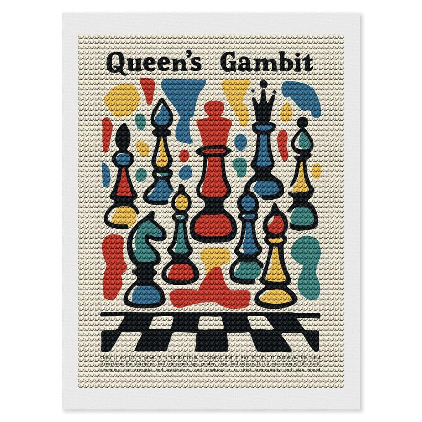 Junmoney Queens Gambit Chess Art Diamond Painting Canvas Set 12"x16", Mindful Craft Activity, Nice Detail and Sparkle, Farmhouse Decor, Birthday Gift