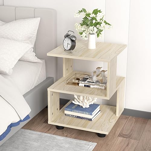 Miniatura 10 de Jerry & Maggie Magic Cube - Mesita de noche moderna para dormitorio, armario de noche individual, 1 paquete de mesita de noche de madera de mediados