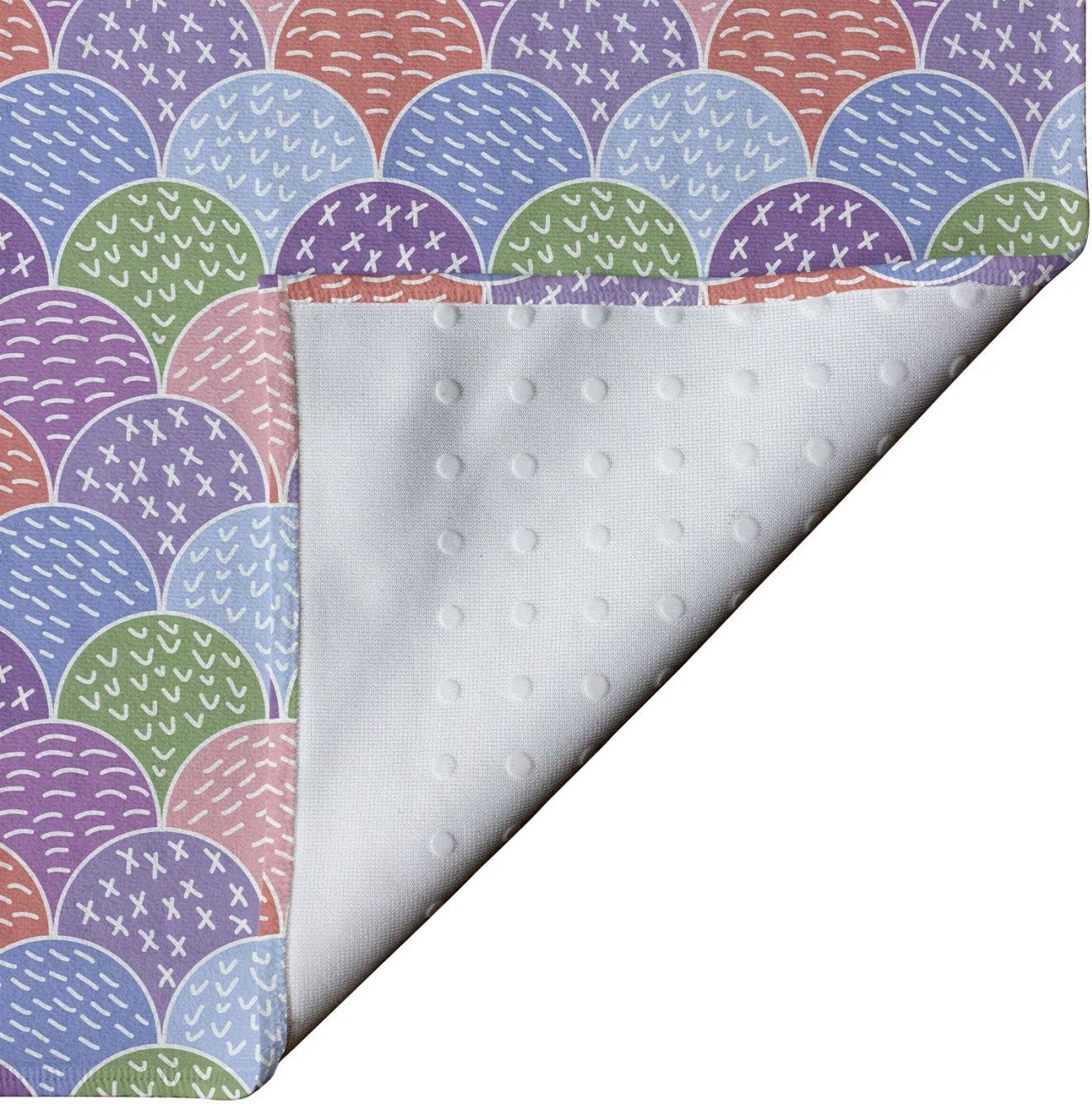 Ambesonne Abstract Yoga Mat Towel, Continuous Circular Elements Hand Drawn Round Symbols in Pastel Tones Pattern, Non-Slip Sweat Absorbent Yoga Pilates Workout Pad Cover, 25" x 70", Multicolor
