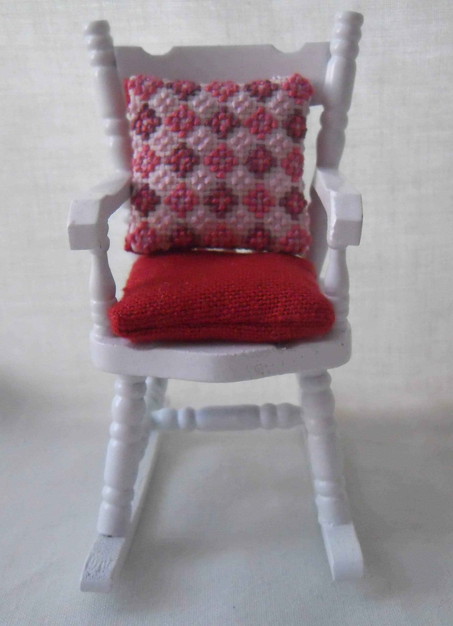 1/12th Scale Hand Embroidered Geometric Design Cushion & Seat Pad Rocking Chair