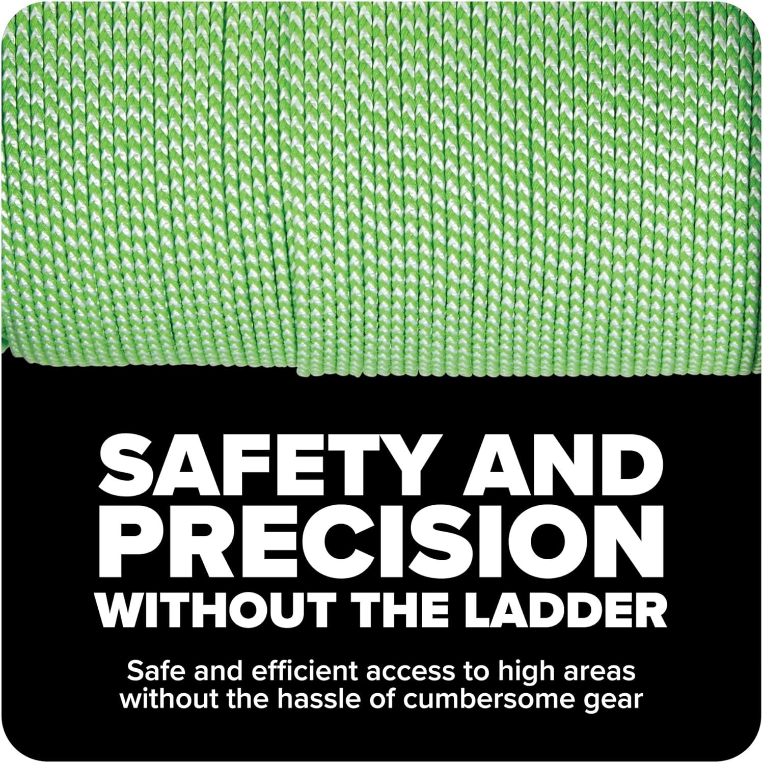 Jameson Poly/Dyneema® Throw Line, 2.5mm x 1000 ft, High Strength 450 lbs, Neon Green & White, Compatible with Tru Shot™ Launcher – Professional Arborist Tool