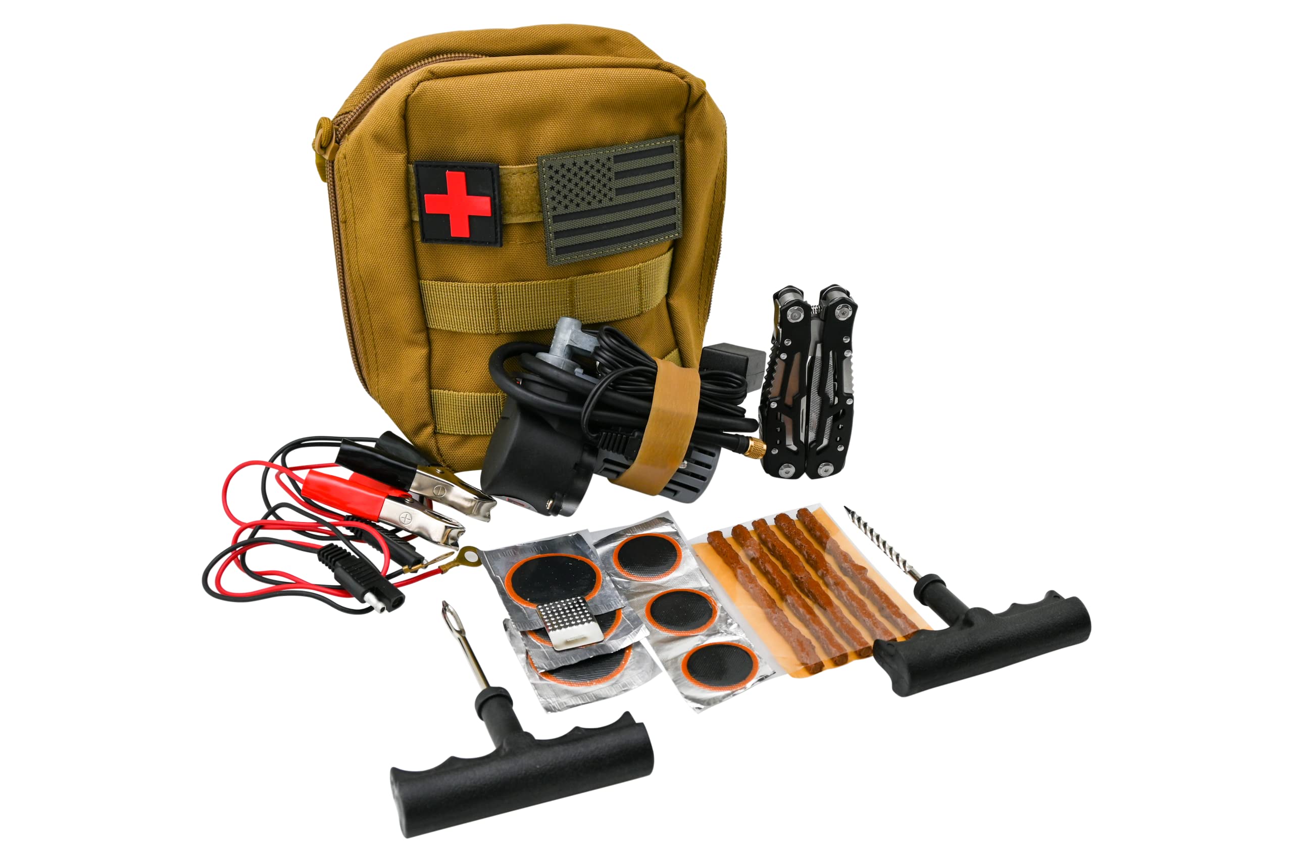 Kit de reparación de neumáticos de Tubo sin cámara para Motocicleta, ATV, UTV con Mini compresor de Aire