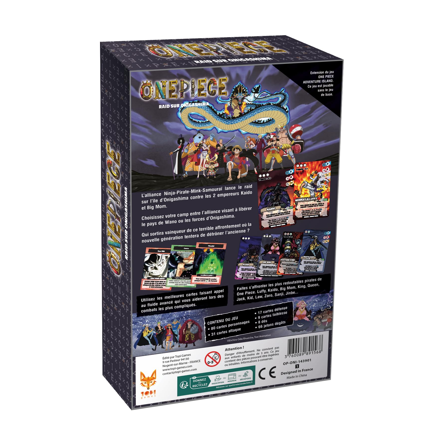 TOPI GAMES – One Piece Raid Sur Onigashima – Jeu De Stratégie, 2 à 6 Joueurs, Dès 7 Ans – Alliance Ninja-Pirate-Mink-Samouraï Contre Kaido Et Big Mom