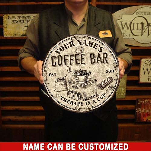 Miniatura 6 de Artsy Woodsy Letrero de madera de barra de café personalizado, placa de pared para decoración de cocina, regalos personalizados para amantes del