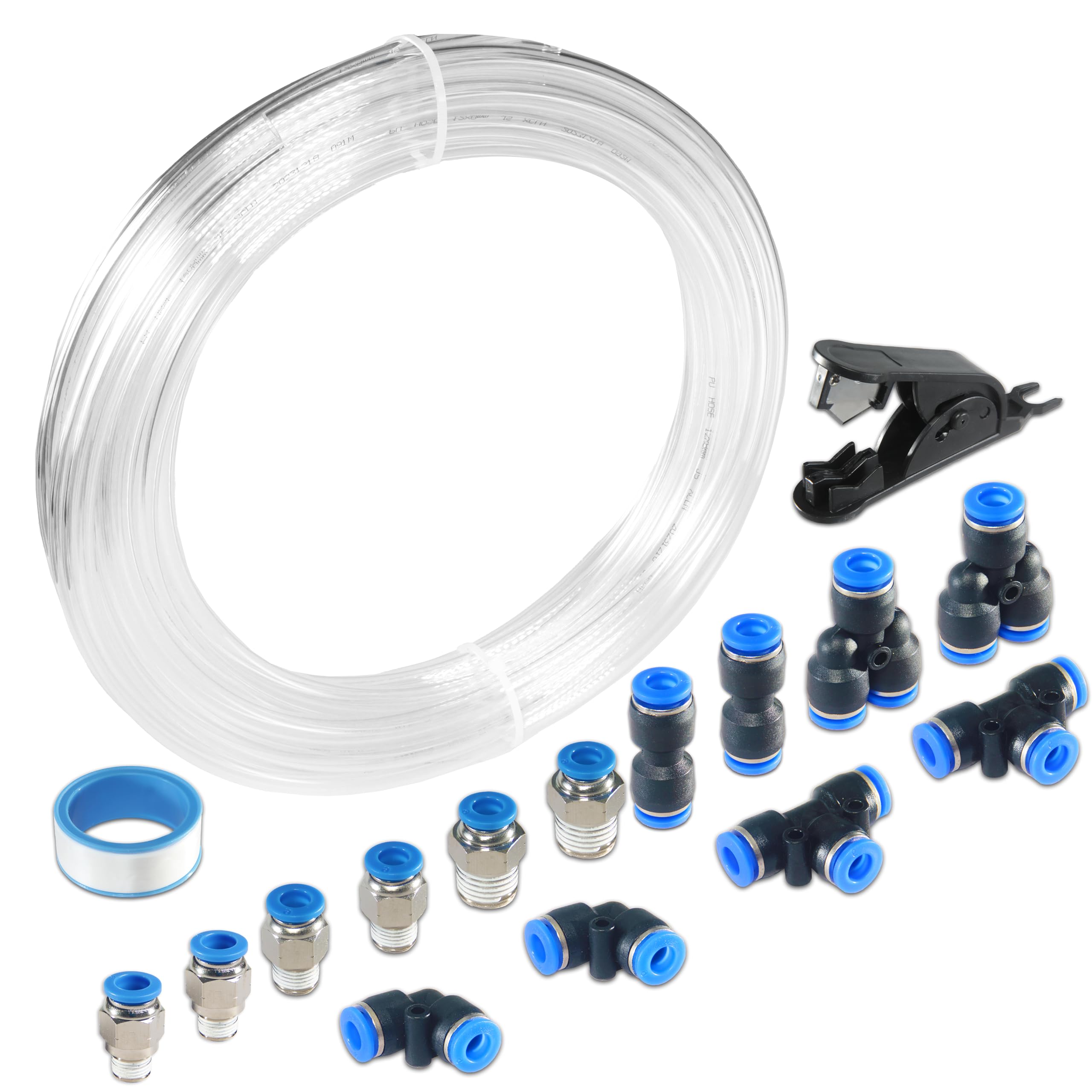 MSAEIQUN Pneumatic Tubing Clear Polyurethane PU Air Hose Pipe Tube Kit 10mm OD 6.5mm ID 10 Meter 32.8ft for Air Line or Fluid Transfer (10mm x 10M)