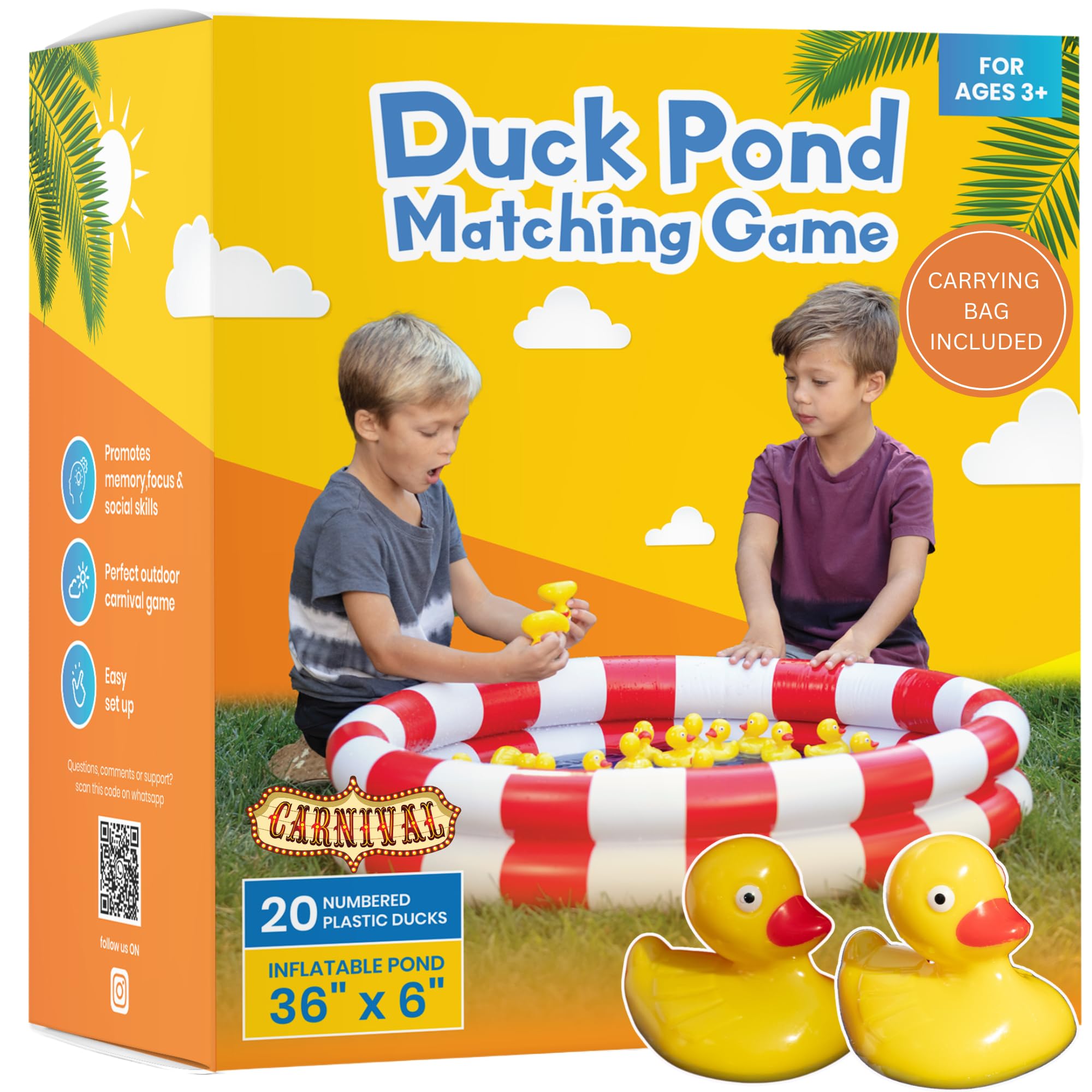 Duck Pond Matching Carnival Game, Outdoor Games for Kids Birthday Party Field Day Fun Activities for Kids 4-8, 3-5 - Outdoor Water Toys and Games for Backyard, Memory Game, Easter Gift Summer Toy