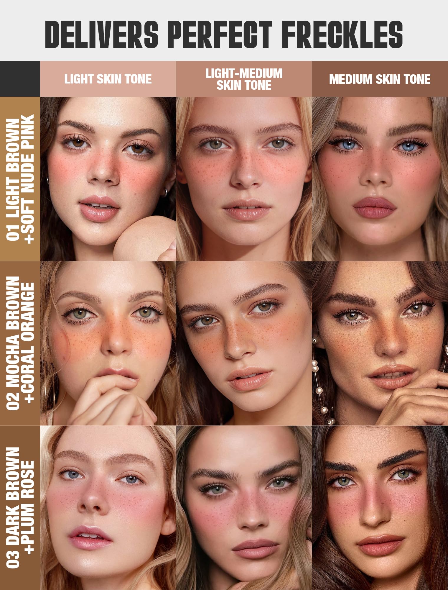 Anglicolor Penna blush per lentiggini,Pennarello per lentiggini finte 2 in 1,fard liquido rosa tenue,naturale,realistico,impermeabile,a lunga durata,ad asciugatura rapida (02 MOCHA)