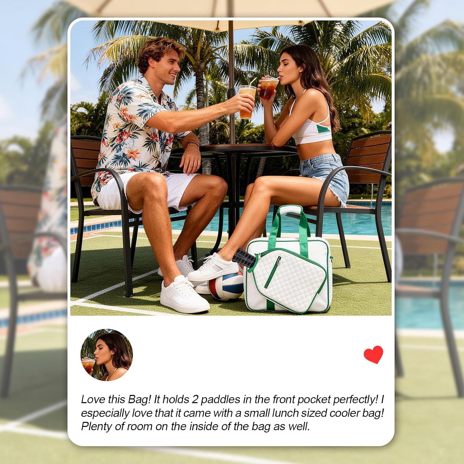 LAKE OF FIRE Pickleball Tote Bag for Women Men with Adjustable Shoulder Strap Fence Hook Crossbody Handbag Shoulder Bag Pickleball Gift Stylish Sport Tote