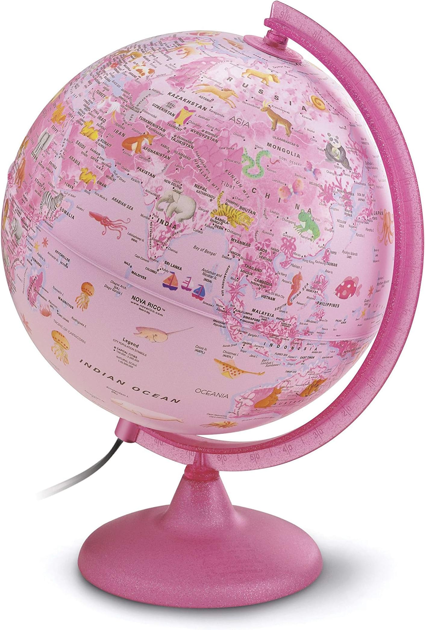 Tecnodidattica Zoo Illuminated Children's Globe - 25 cm, Pink