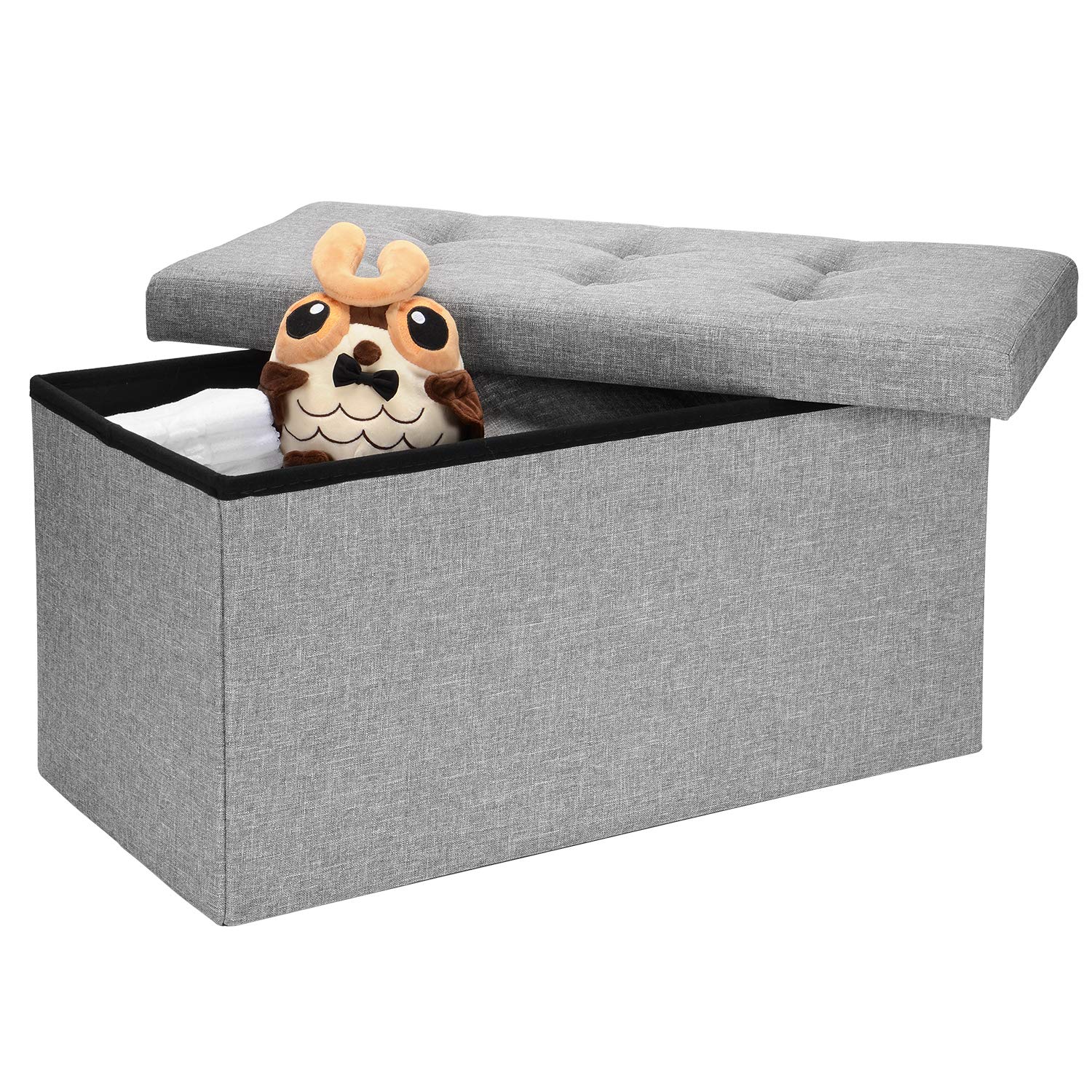 SortWise 30 Inches Folding Storage Ottoman Bench, Storage Chest/Footrest/Padded Seat, Poly Linen Storage Organizer (Grey, 30" x 15" x 15") : Amazon.ca: Home