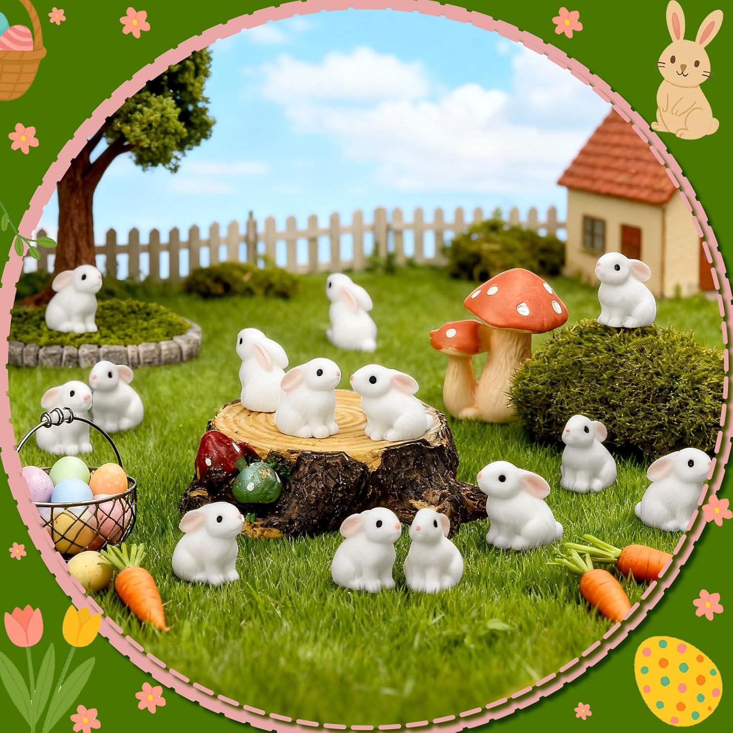 100pcs Mini Rabbit Easter Decor Mini Resin Rabbits Tiny White Bunnies Figurines Tiny Animals to Hide Fairy Garden Miniature Ornaments for Easter Egg Fillers Desktop Cake DIY Crafts - Image 6