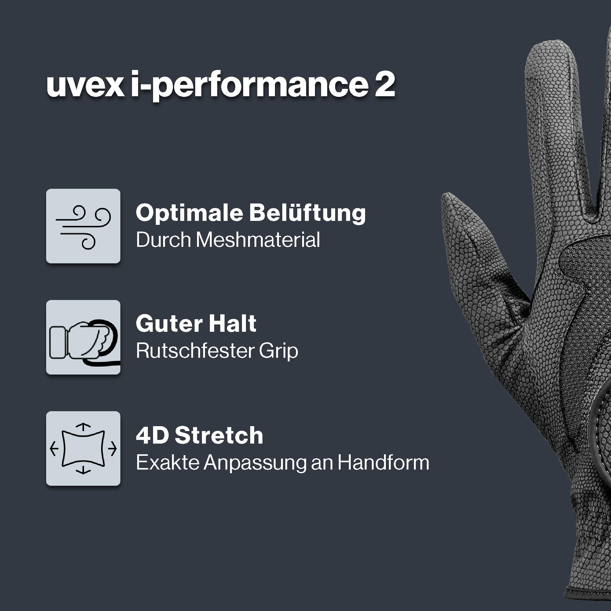 Uvex i-Performance 2 - Flexibler, optimal belüfteter Reithandschuh für Damen und Herren - exzellenter Grip & strapazierfähig - touchscreenfähig