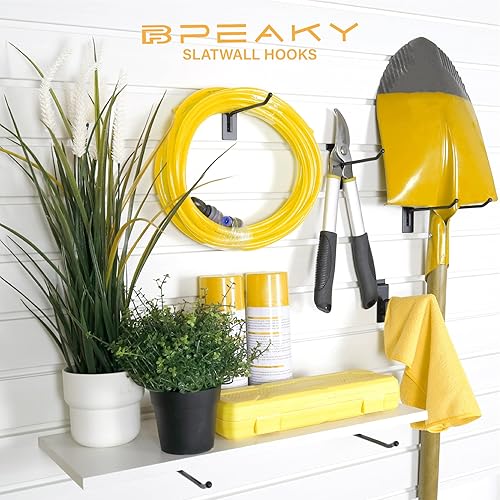 Miniatura 6 de Ganchos Slatwall negros de 8 pulgadas, 25 piezas, accesorios de pared de listones resistentes, colgador de herramientas de pared de listones