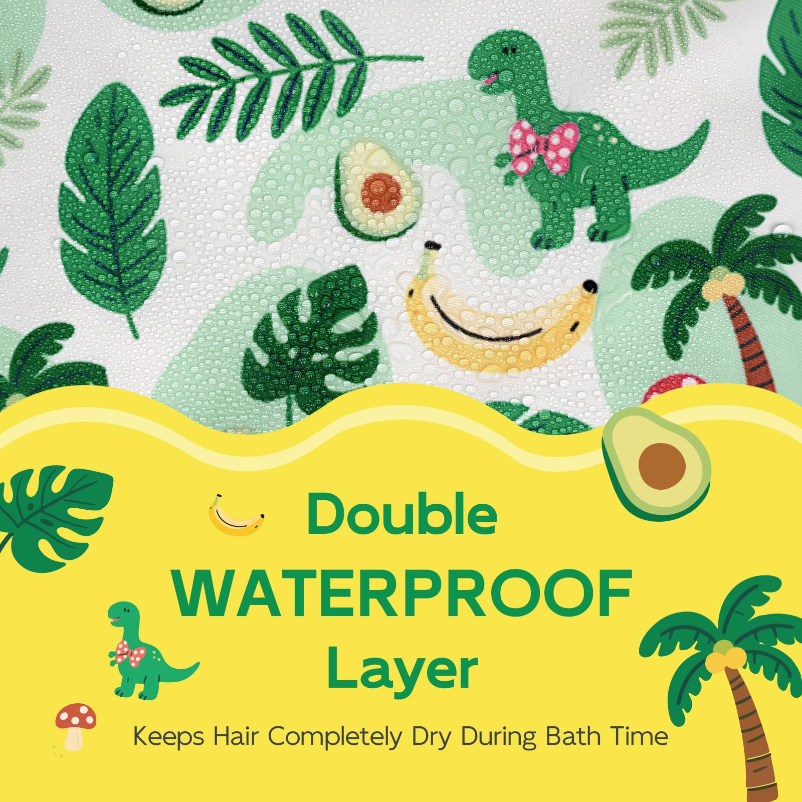 Years calm Bonnet de douche pour enfants, imperméable et réutilisable avec double couche et bande élastique douce, bonnet de bain lavable pour enfants, idéal pour le bain quotidien