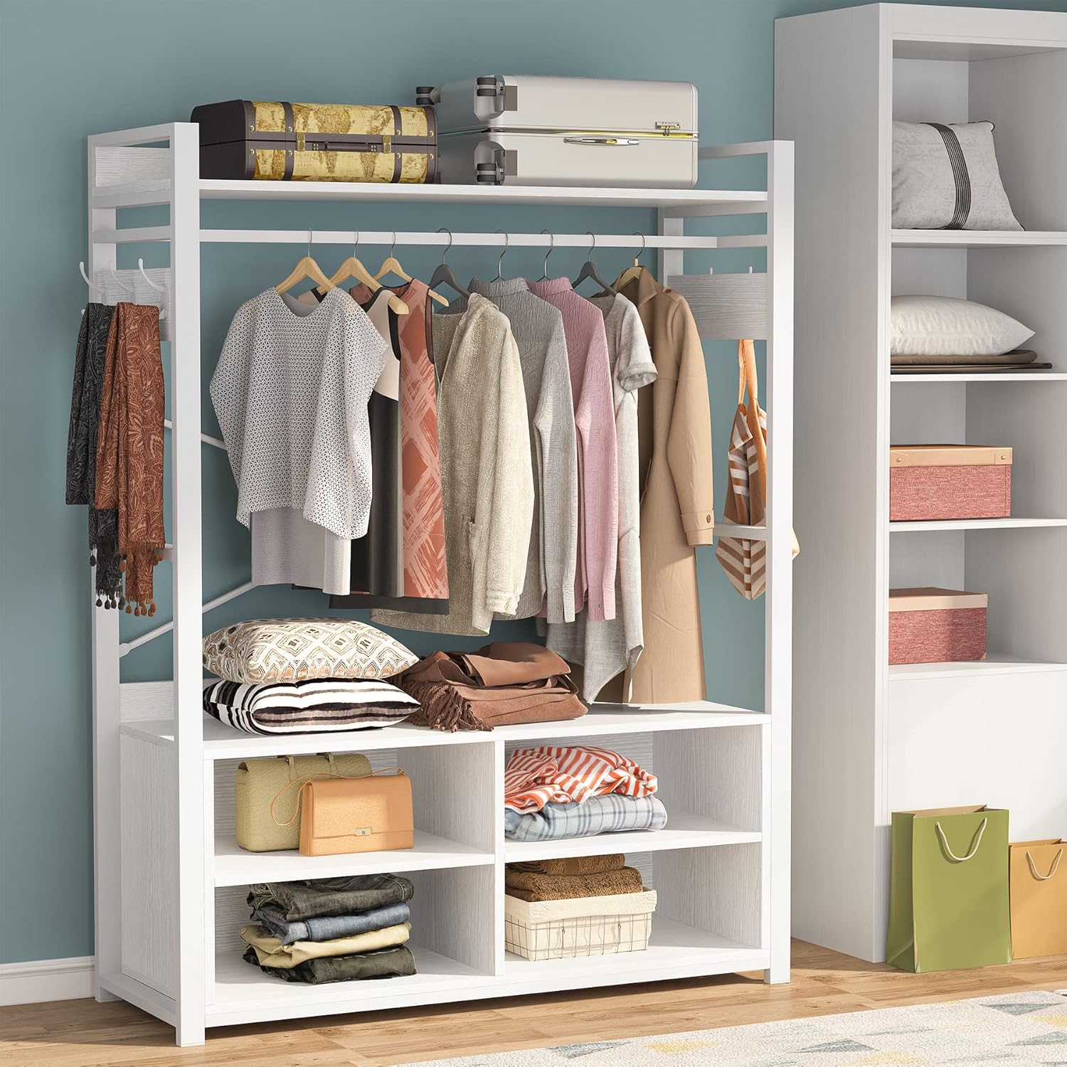 Tribesigns Freestanding Closet Clothing Rack, Metal Closet Organizer